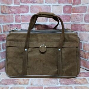 Vintage HARTMANN Luggage Carry On Travel Case w Shoulder Strap‎ Brown Suede